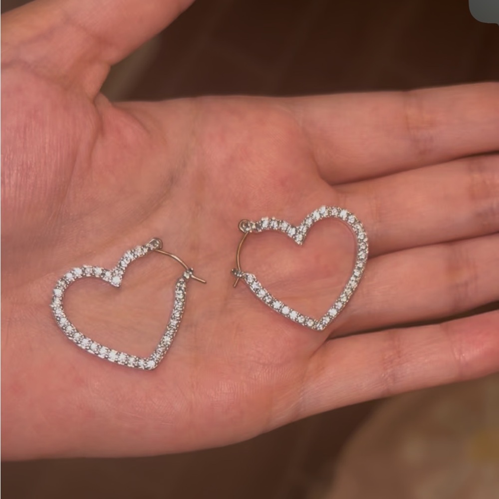 Elegant Silver Heart Hoop Earrings